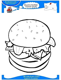 Çocuklar İçin Hamburger Boyama Sayfaları 